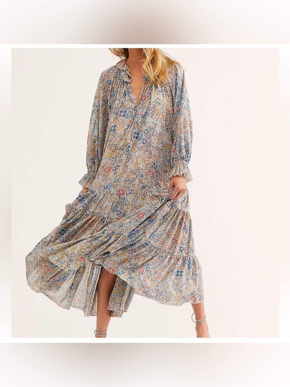 Free People Feeling Groovy Maxi Dress Small Floral Boho Prairie Cottagecore